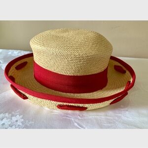 Vintage Straw Boater Hat Cruiser Hat Holt Renfrew Italy